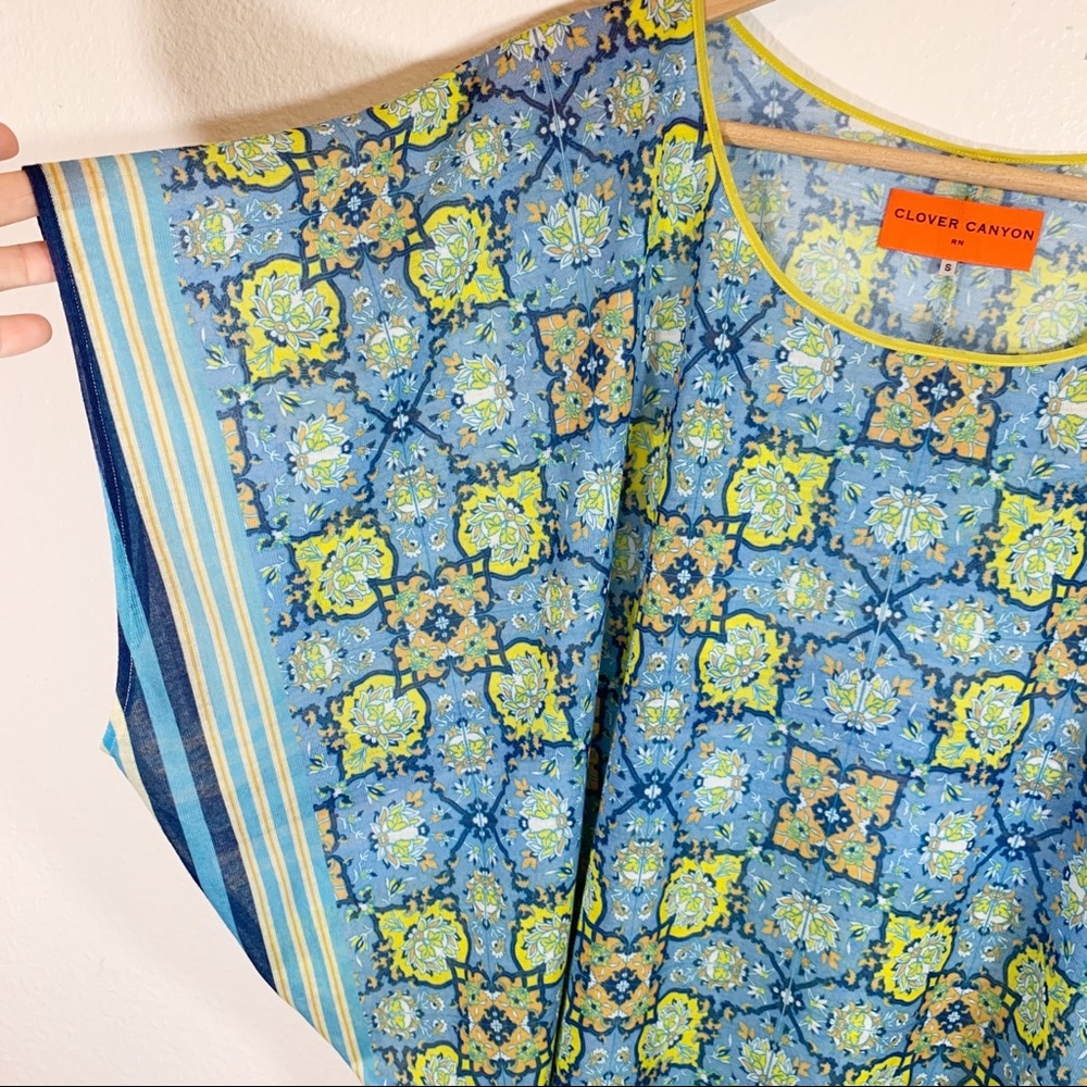 CLOVER CANYON dolman short sleeve top geometric print - Picture 5 of 6